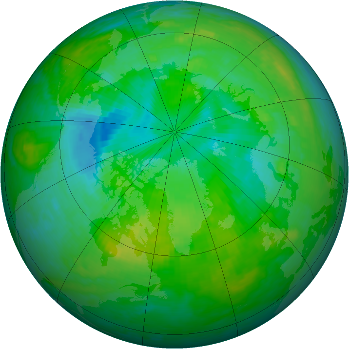 Arctic ozone map for 01 August 1994